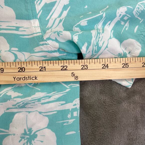 O1C Short Sleeve Hawaiian Button Down Shirt Mens Size XL Teal + White - Picture 5 of 11